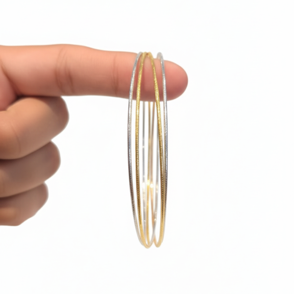 Delicate Gold and Silver Thread Bangles
