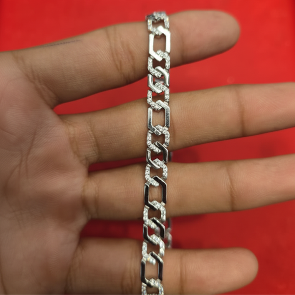 Unique Oxidized Silver Eye-Shaped Chain Bracelet