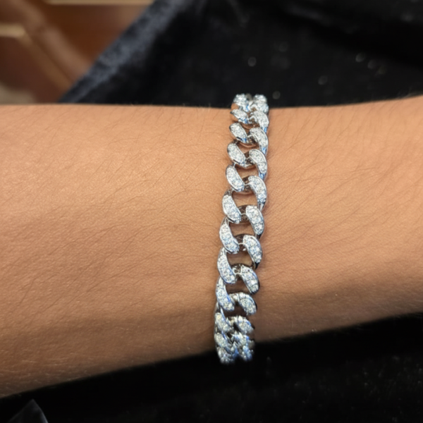 Sparkling Diamond-Simulant Cuban Bracelet